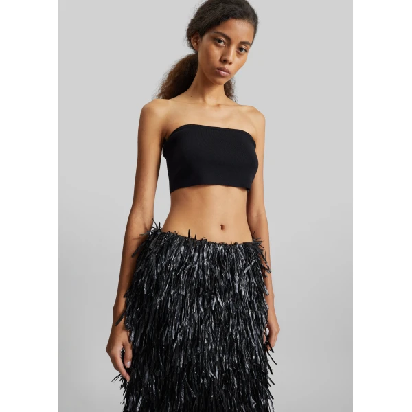 The Frankie Shop Elsie Knit Tube Top – Black, view 2