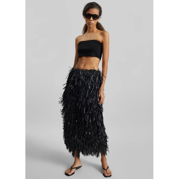 The Frankie Shop Elsie Knit Tube Top – Black, view 3
