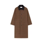 The Frankie Shop Elton Reversible Car Coat - Brown Glen Plaid - Oversized Minimalist Coats in Multicolour - Shop at Coveti