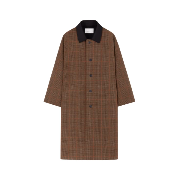 The Frankie Shop Elton Reversible Car Coat - Brown Glen Plaid - Oversized Minimalist Coats in Multicolour - Shop at Coveti