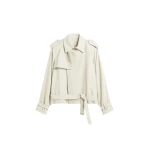 The Frankie Shop Elva Fluid Short Trench - Ivory - Oversized Minimalist Coats in Ivory - Shop at Coveti