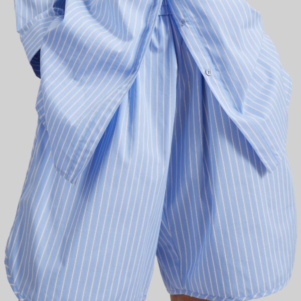 The Frankie Shop Elyn Cotton Bermuda Shorts - Blue/White Stripe - Oversized Minimalist Shorts in Multicolour - Shop at Coveti
