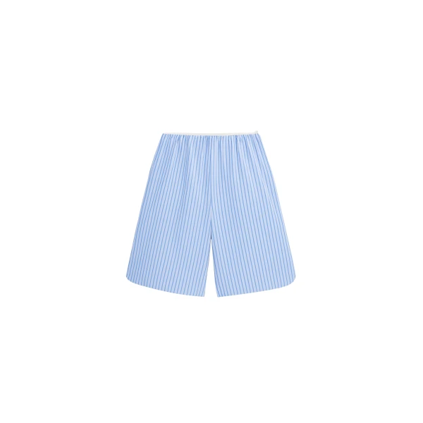 The Frankie Shop Elyn Cotton Bermuda Shorts - Blue/White Stripe - Oversized Minimalist Shorts in Multicolour - Shop at Coveti