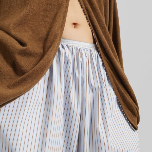 The Frankie Shop Elyn Cotton Bermuda Shorts - Light Blue/Brown Stripe - Oversized Minimalist Shorts in Multicolour - Shop at Coveti