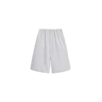 The Frankie Shop Elyn Cotton Bermuda Shorts - Light Blue/Brown Stripe - Oversized Minimalist Shorts in Multicolour - Shop at Coveti