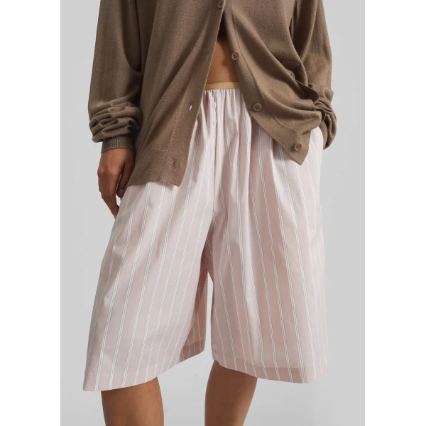 The Frankie Shop Elyn Elastic Bermuda Shorts – Pink/White Stripes, view 3