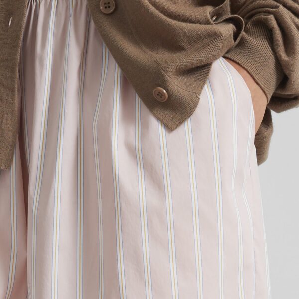 The Frankie Shop Elyn Elastic Bermuda Shorts - Pink/White Stripes - Oversized Minimalist Shorts in Multicolour - Shop at Coveti