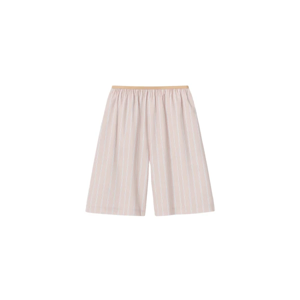 The Frankie Shop Elyn Elastic Bermuda Shorts - Pink/White Stripes - Oversized Minimalist Shorts in Multicolour - Shop at Coveti