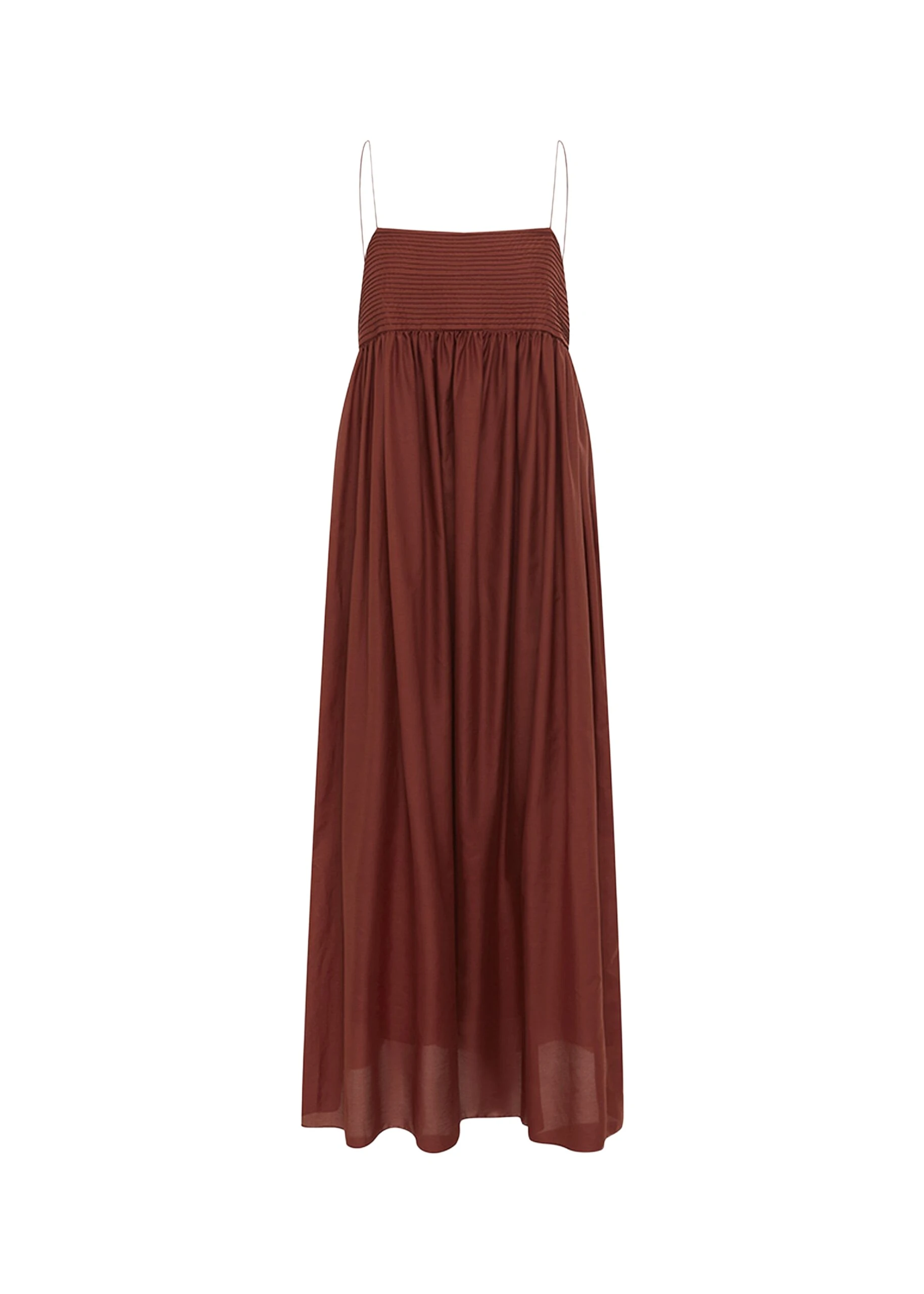 The Frankie Shop Empire Pintuck Bodice Dress - Maroc - Oversized Minimalist Dresses in Beige - Shop at Coveti