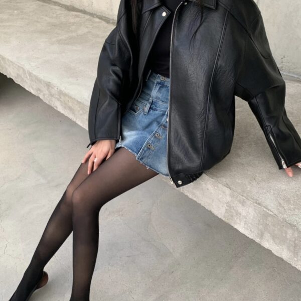 The Frankie Shop Enora Faux Leather Jacket - Black - Oversized Minimalist Jackets in Black - Shop at Coveti