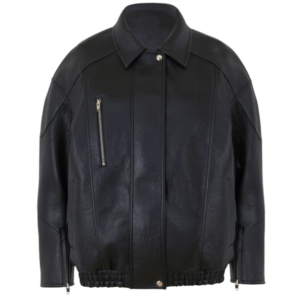The Frankie Shop Enora Faux Leather Jacket - Black - Oversized Minimalist Jackets in Black - Shop at Coveti