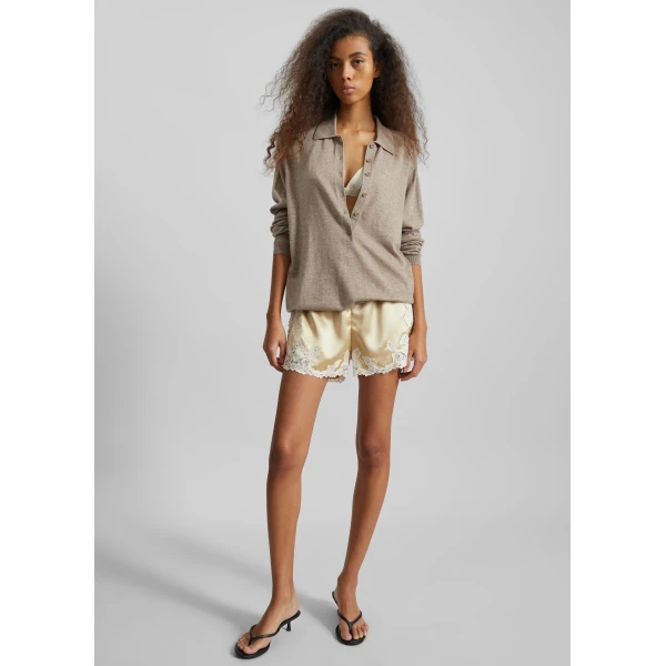 The Frankie Shop Eri Satin Shorts – Vanilla Cream, view 6
