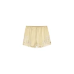 The Frankie Shop Eri Satin Shorts - Vanilla Cream - Oversized Minimalist Shorts in Ivory - Shop at Coveti