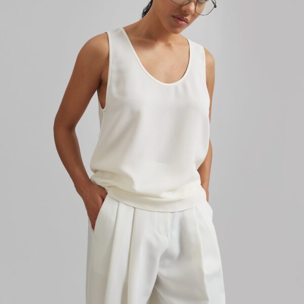 The Frankie Shop Esten Tank Top - Ivory - Oversized Minimalist Tops in Ivory - Shop at Coveti