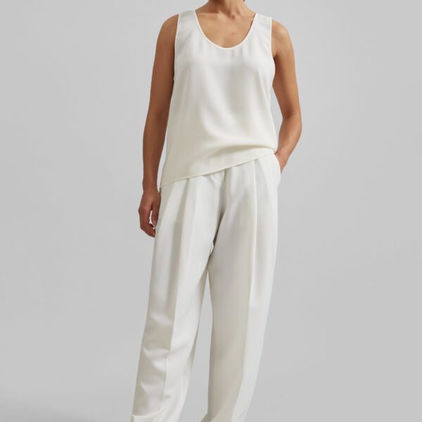 The Frankie Shop Esten Tank Top - Ivory - Oversized Minimalist Tops in Ivory - Shop at Coveti