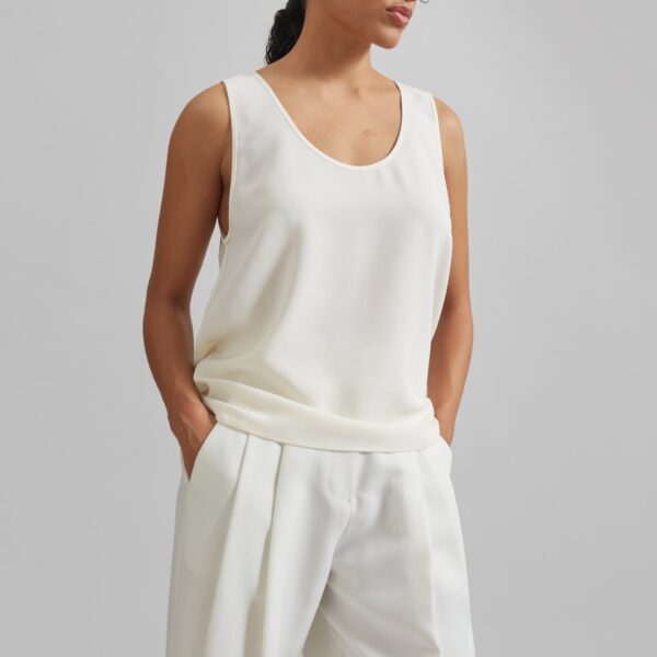 The Frankie Shop Esten Tank Top - Ivory - Oversized Minimalist Tops in Ivory - Shop at Coveti