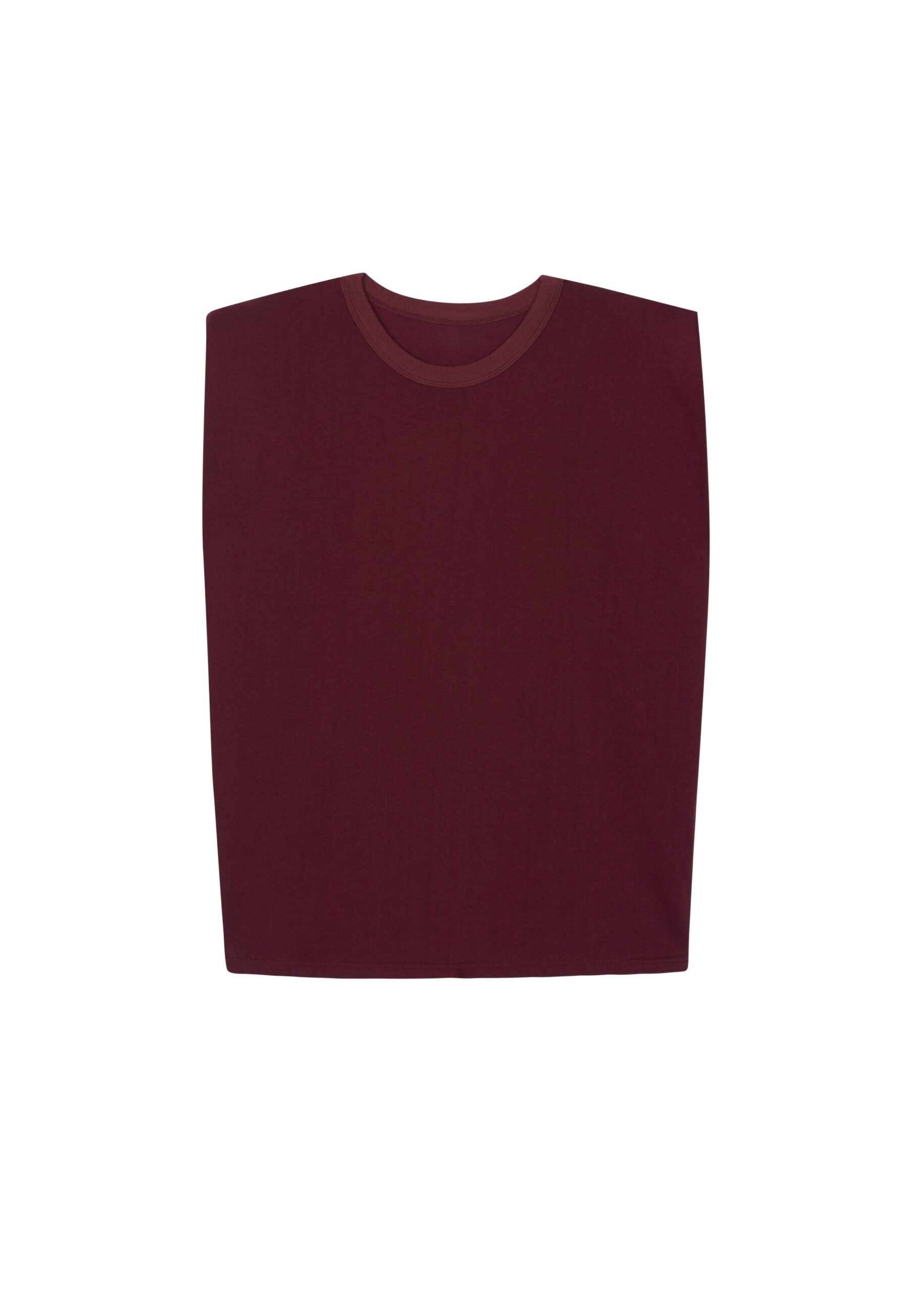 The Frankie Shop Eva Padded Shoulder Muscle T-Shirt – Burgundy Top