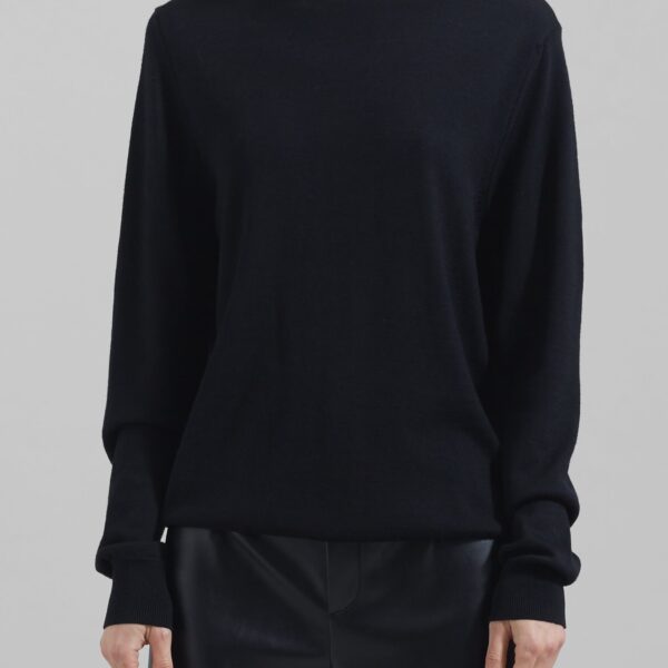 The Frankie Shop Eve Thin Turtleneck Sweater - Black - Oversized Minimalist Knitwear in Black - Shop at Coveti