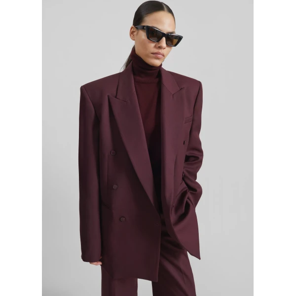 The Frankie Shop Eve Thin Turtleneck Sweater – Burgundy, view 5