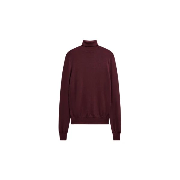 The Frankie Shop Eve Thin Turtleneck Sweater - Burgundy - Oversized Minimalist Knitwear in Red - Shop at Coveti