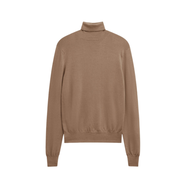 The Frankie Shop Eve Thin Turtleneck Sweater - Camel - Oversized Minimalist Knitwear in Beige - Shop at Coveti