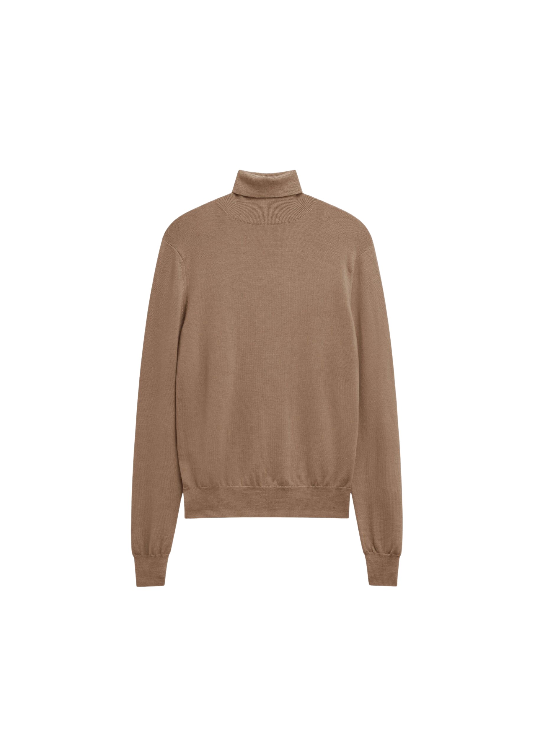 The Frankie Shop Eve Thin Turtleneck Sweater - Camel - Oversized Minimalist Knitwear in Beige - Shop at Coveti