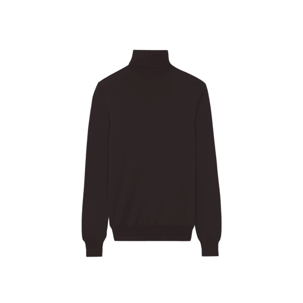 The Frankie Shop Eve Thin Turtleneck Sweater - Dark Brown - Oversized Minimalist Knitwear in Beige - Shop at Coveti