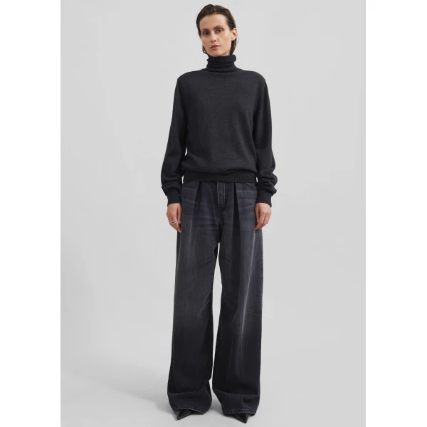 The Frankie Shop Eve Thin Turtleneck Sweater – Dark Grey Melange, view 6