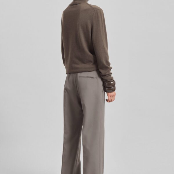 The Frankie Shop Eve Thin Turtleneck Sweater - Dark Taupe - Oversized Minimalist Knitwear in Beige - Shop at Coveti