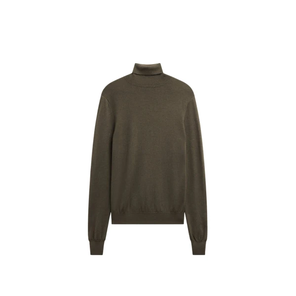 The Frankie Shop Eve Thin Turtleneck Sweater - Olive - Oversized Minimalist Knitwear in Green - Shop at Coveti