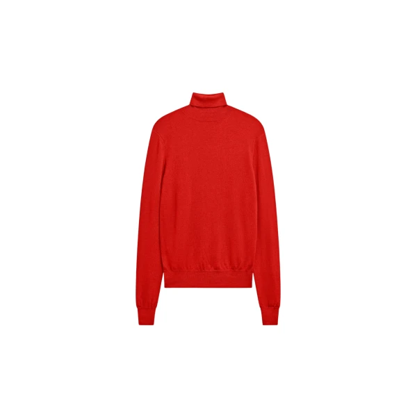 The Frankie Shop Eve Thin Turtleneck Sweater - Red - Oversized Minimalist Knitwear in Red - Shop at Coveti