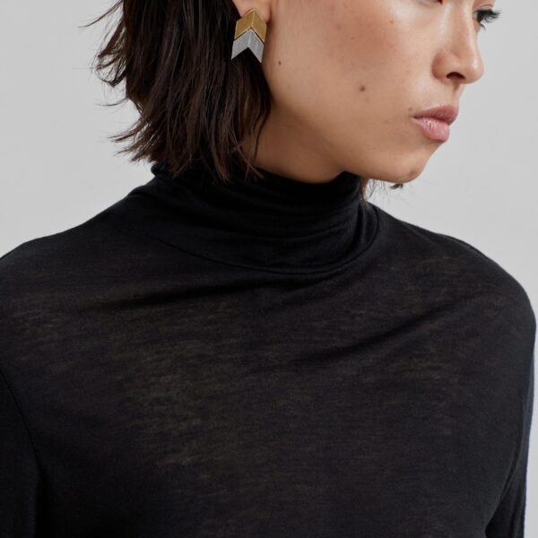 The Frankie Shop Evren Sheer Turtleneck - Black - Oversized Minimalist Knitwear in Black - Shop at Coveti