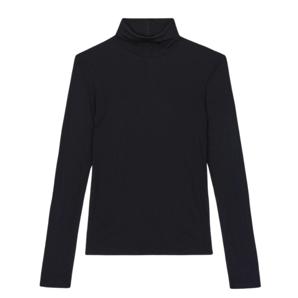 The Frankie Shop Evren Sheer Turtleneck - Black - Oversized Minimalist Knitwear in Black - Shop at Coveti