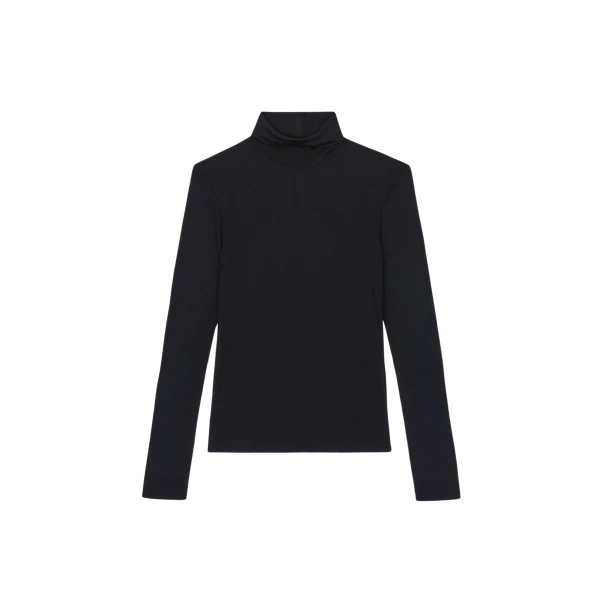 The Frankie Shop Evren Sheer Turtleneck - Black - Oversized Minimalist Knitwear in Black - Shop at Coveti