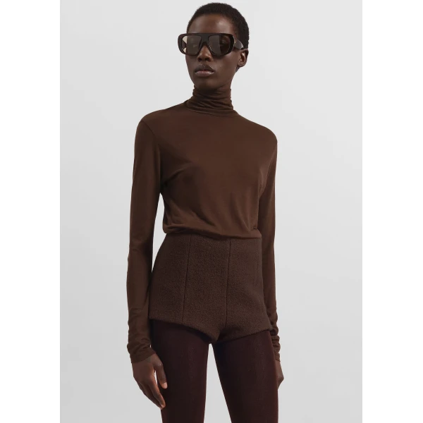 The Frankie Shop Evren Sheer Turtleneck – Brown Knit, view 2
