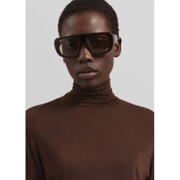 The Frankie Shop Evren Sheer Turtleneck – Brown Knit, view 3