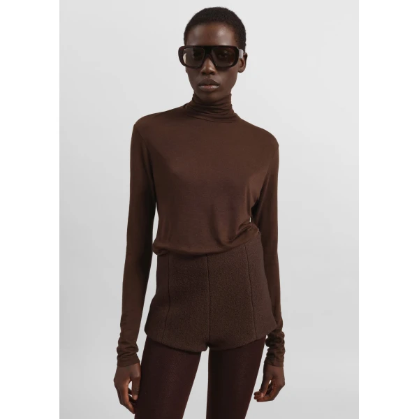 The Frankie Shop Evren Sheer Turtleneck – Brown Knit, view 5