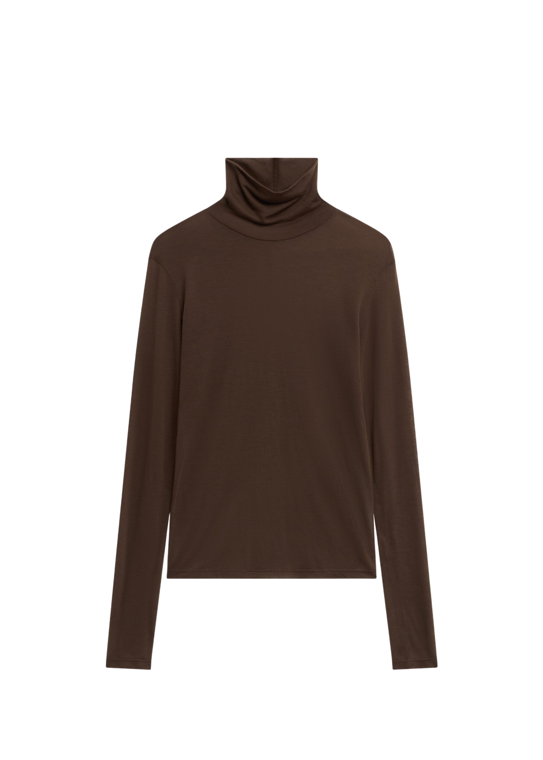 The Frankie Shop Evren Sheer Turtleneck - Brown - Oversized Minimalist Knitwear in Beige - Shop at Coveti