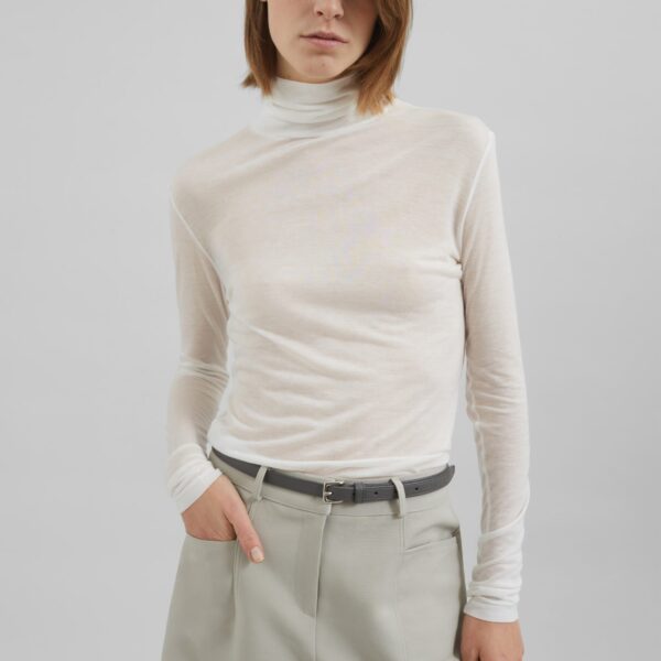 The Frankie Shop Evren Sheer Turtleneck - White - Oversized Minimalist Knitwear in White - Shop at Coveti
