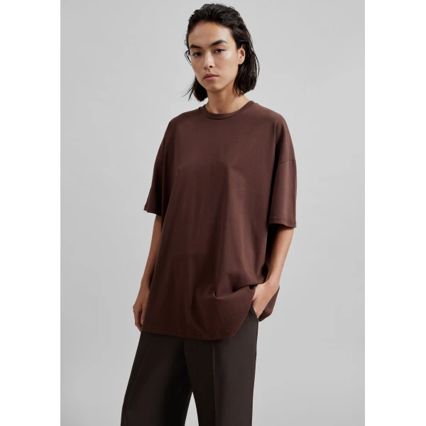 The Frankie Shop Faro Boxy Tee – Brown Top, view 2