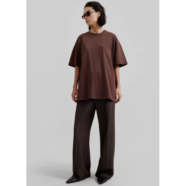 The Frankie Shop Faro Boxy Tee – Brown Top, view 3