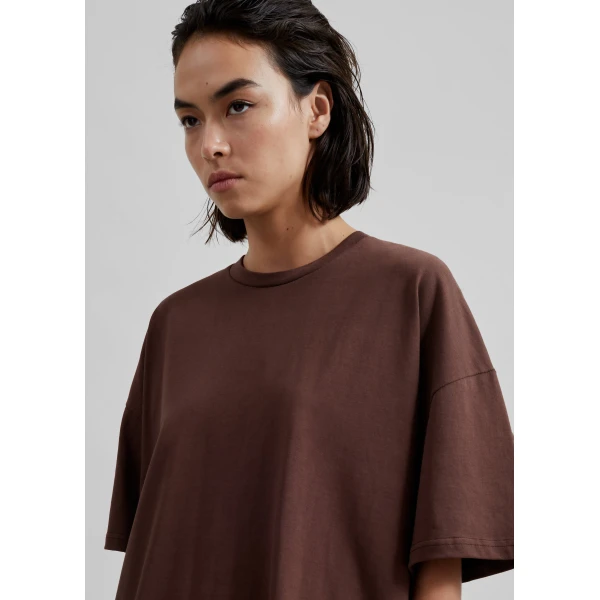 The Frankie Shop Faro Boxy Tee – Brown Top, view 4