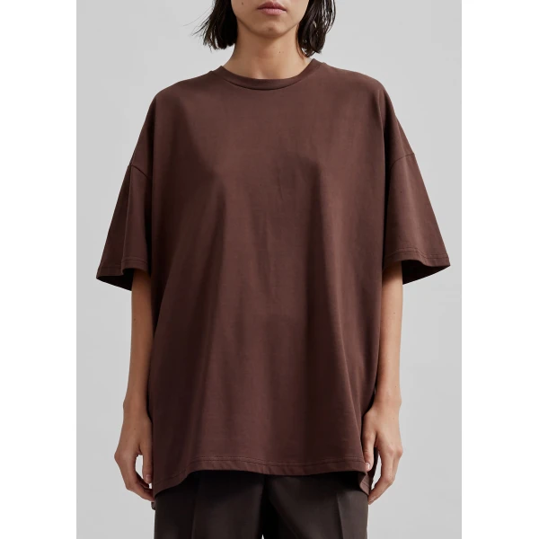 The Frankie Shop Faro Boxy Tee – Brown Top, view 5