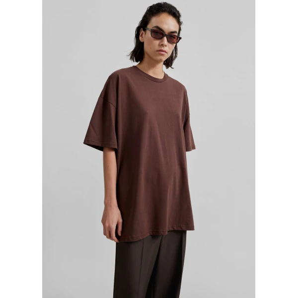 The Frankie Shop Faro Boxy Tee – Brown Top, view 6
