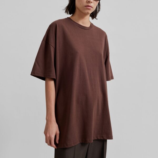 The Frankie Shop Faro Boxy Tee - Brown - Oversized Minimalist Tops in Beige - Shop at Coveti