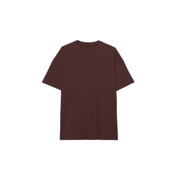 The Frankie Shop Faro Boxy Tee - Brown - Oversized Minimalist Tops in Beige - Shop at Coveti