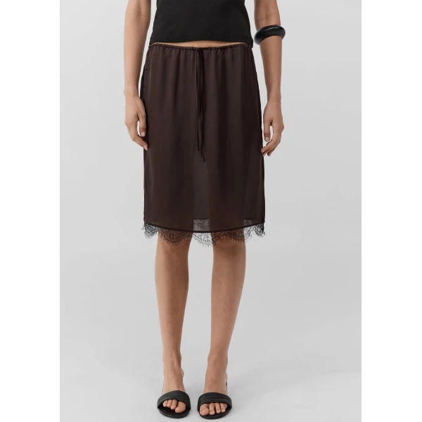 The Frankie Shop Fine Lace Skirt – Bark, view 2