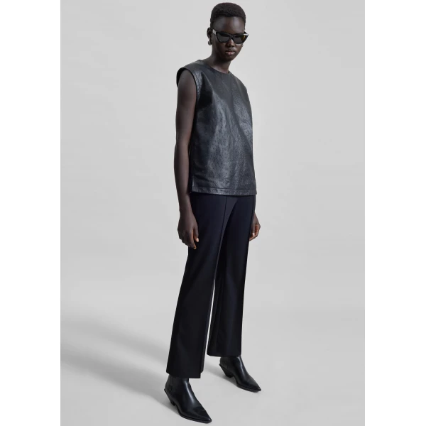 The Frankie Shop Fiza Ostrich-Effect Leather Top – Black, view 4