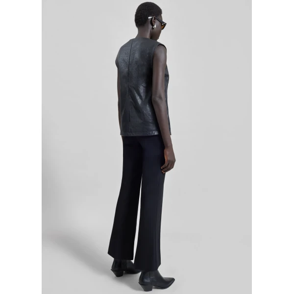 The Frankie Shop Fiza Ostrich-Effect Leather Top – Black, view 6