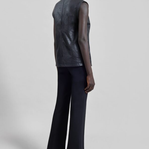 The Frankie Shop Fiza Ostrich-Effect Leather Top - Black - Oversized Minimalist Tops in Black - Shop at Coveti